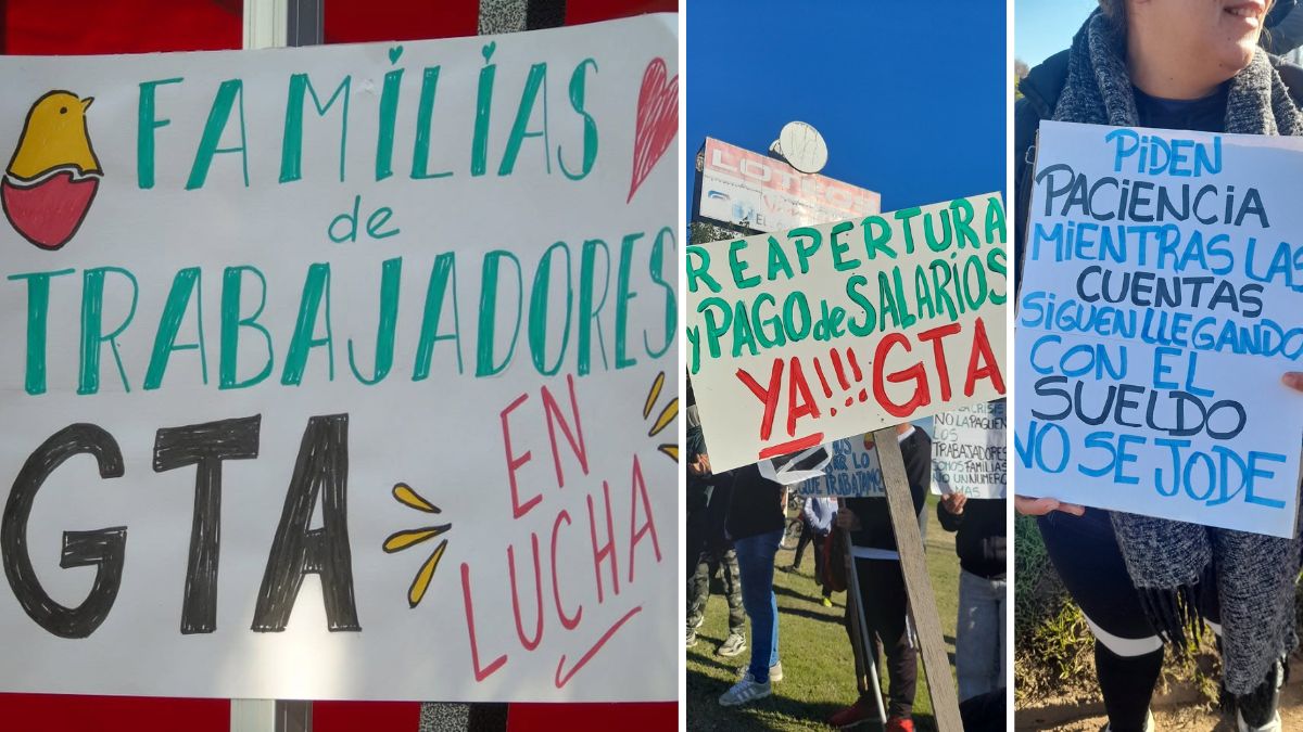 Protesta de trabajadores frente a la Granja Tres Arroyos en Concepción del Uruguay